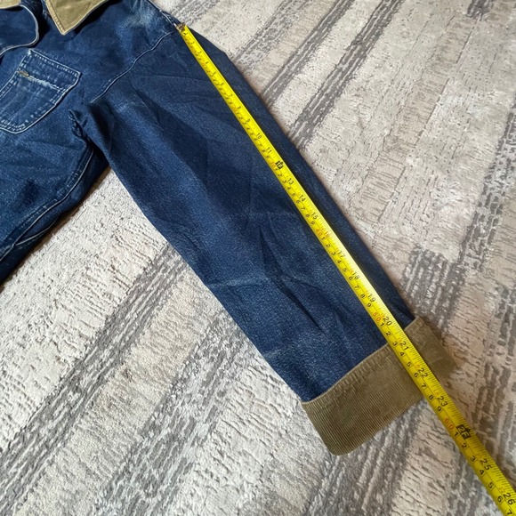 Vintage LL Bean Women LARGE Denim Chore Coat Corduroy Collar Plaid Flannel Lined - Picture 15 of 16